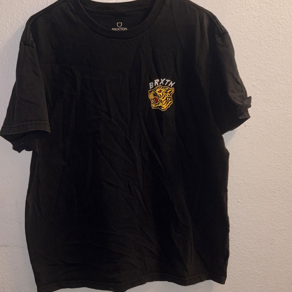 Brixton Black Tee with Yellow Tiger Chest Logo